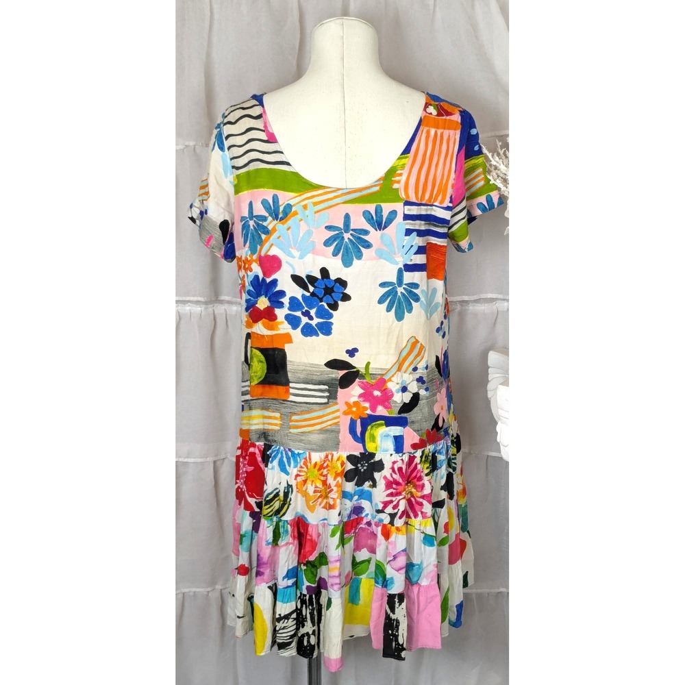 Jams World Hawaii Tropical Floral Oversized Swing Shift Mini Hattie Dress S - Picture 6 of 12